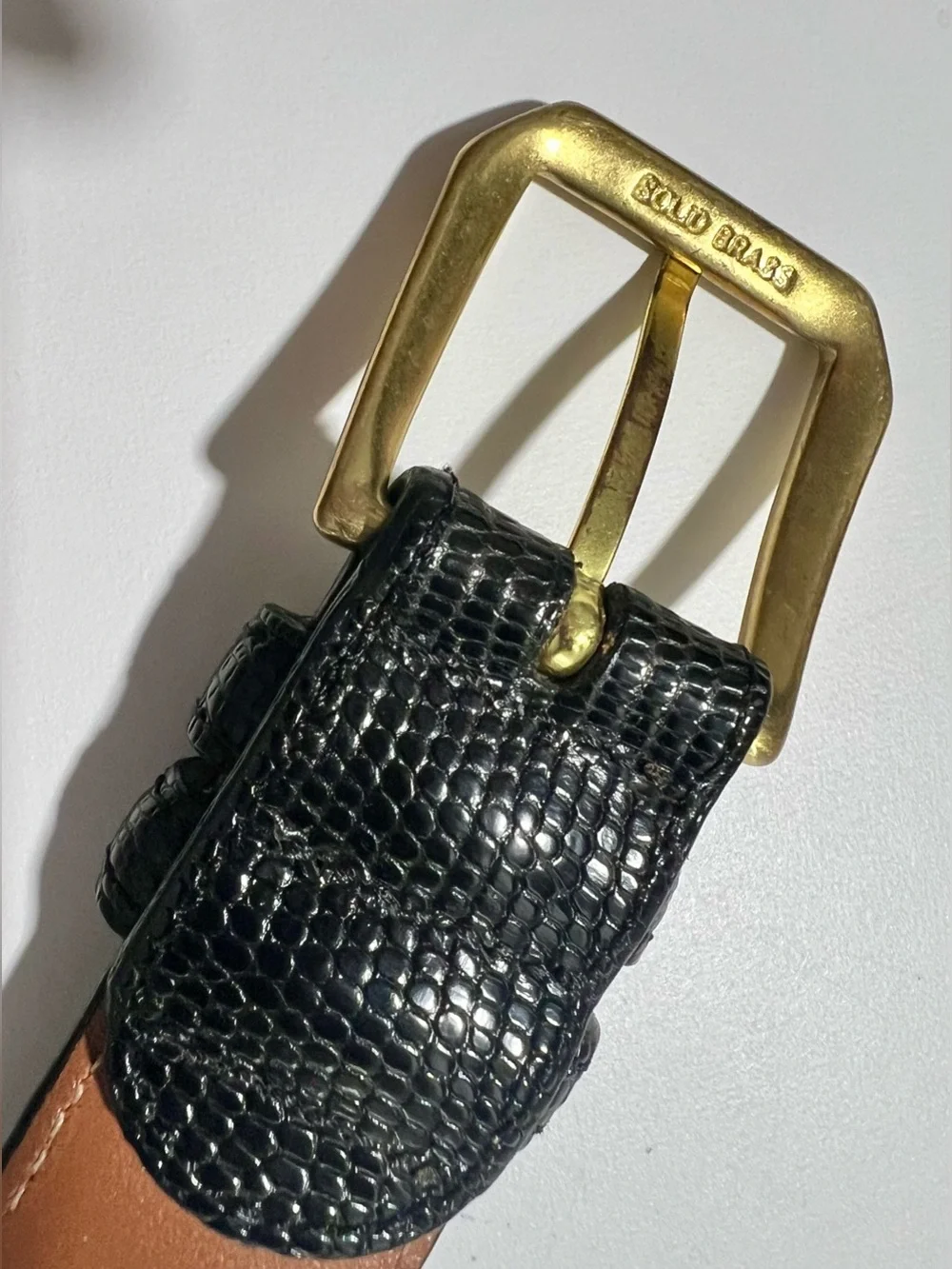 Allen Edmunds Men’s Exotic Teju Lizard Hide And Leather Belt Size 36/90, No. 261